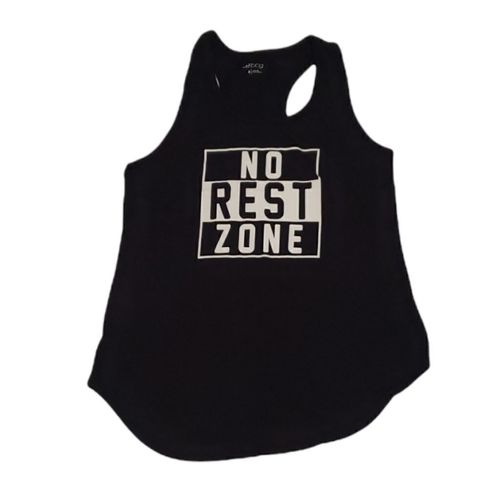 "No Rest Zone" athletic graphic tank
